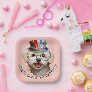 Malteser Paw-ty-Teller   Rosa Hundeparty Pappteller