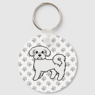 Malteser Süße Cartoon-Hunde-Illustration Schlüsselanhänger