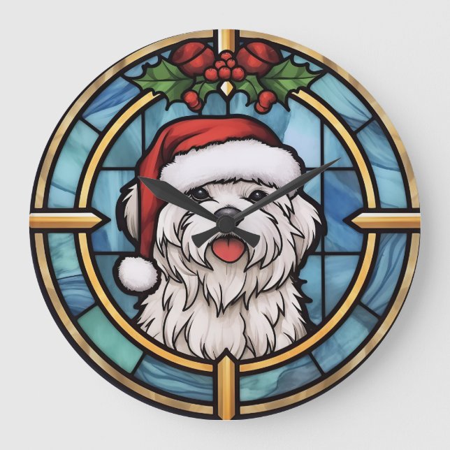 Malteser Weihnachten aus festem Glas Große Wanduhr (Vorderseite)