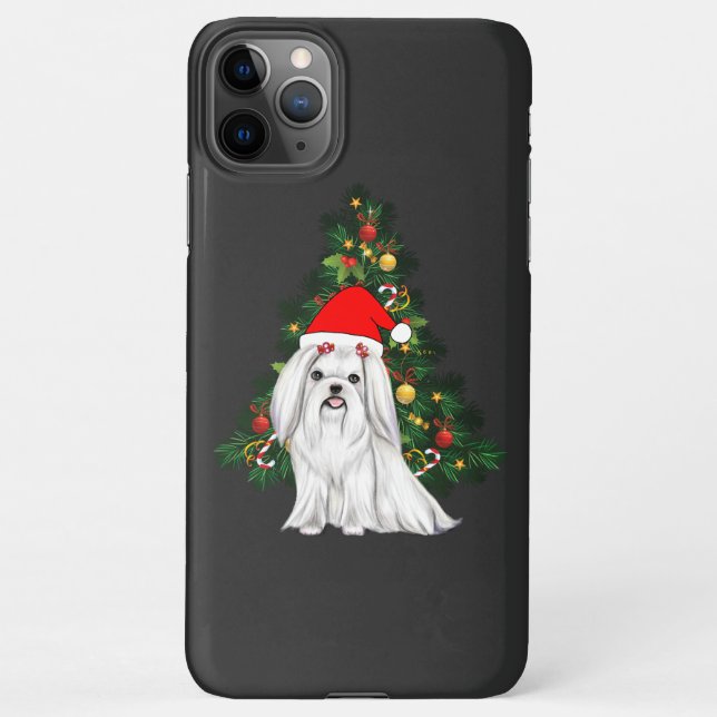 Malteser Weihnachten, maltesischer Hund mit Weihna iPhone Hülle (Rückseite)