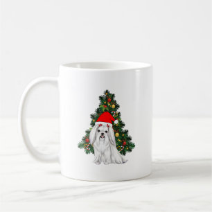Malteser Weihnachten, maltesischer Hund mit Weihna Kaffeetasse