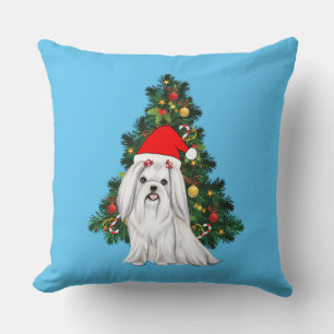 Malteser Weihnachten, maltesischer Hund mit Weihna Kissen