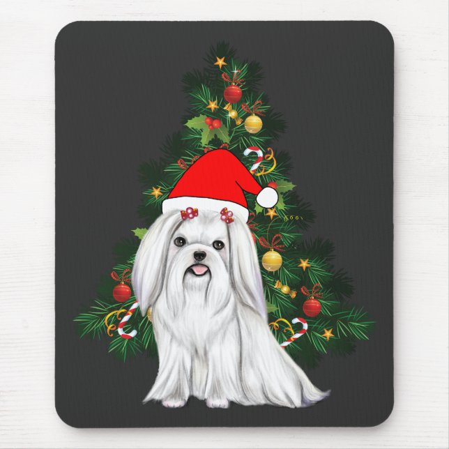 Malteser Weihnachten, maltesischer Hund mit Weihna Mousepad (Vorne)