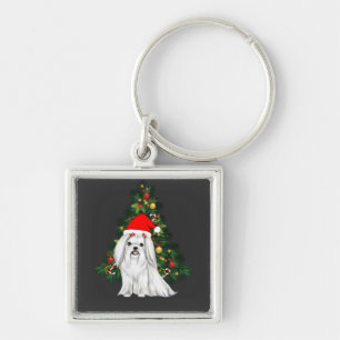 Malteser Weihnachten, maltesischer Hund mit Weihna Schlüsselanhänger