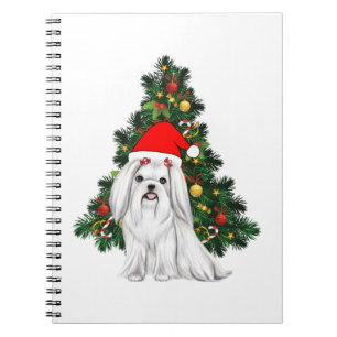 Malteser Weihnachten, Xmas Malteser Hund mit Santa Notizblock