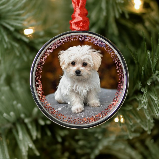 Malteser Weihnachtswelpe Ornament Aus Metall (Baum)