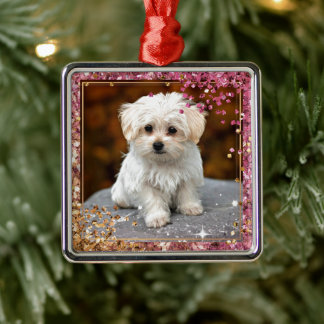 Malteser Weihnachtswelpe Ornament Aus Metall