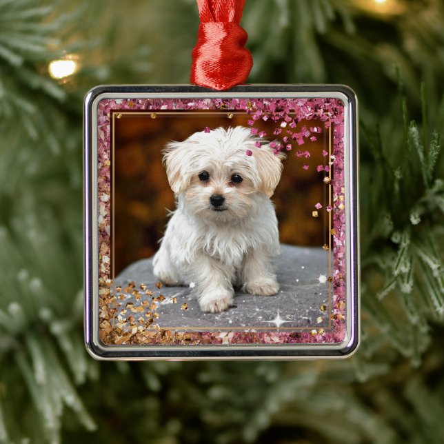 Malteser Weihnachtswelpe Ornament Aus Metall (Baum)