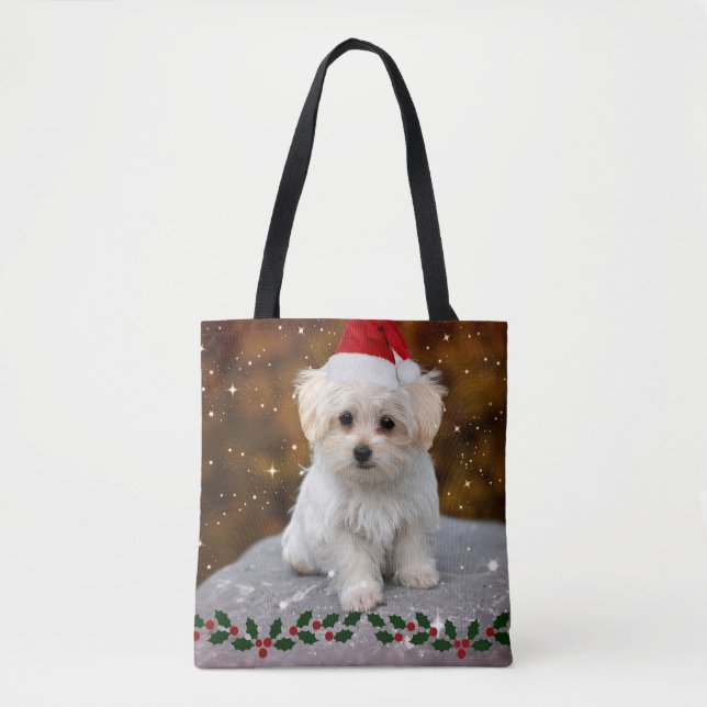 Malteser Weihnachtswelpe Tasche (Vorderseite)