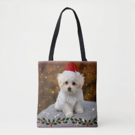 Malteser Welpe feiert Weihnachten Tasche