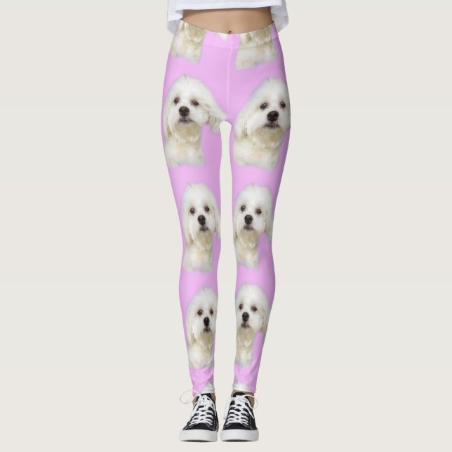 Malteser Welpe Leggings (Vorderseite)