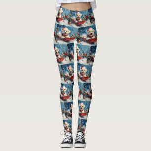Malteserhund im Schlitten Lass es schneien Weihnac Leggings