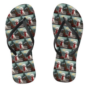 Malteserhund im Schnee Weihnachten Flip Flops