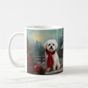 Malteserhund im Schnee Weihnachten  Kaffeetasse