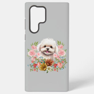 Malteserhund mit Blumen, süßer Malteser-Welpe Samsung Galaxy Hülle