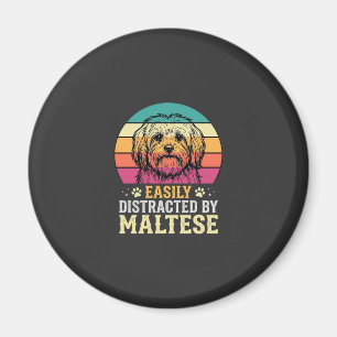 Malteserhund Retro-Sonnenuntergang abgelenkt Magnet