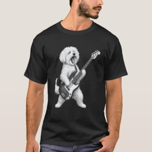 Malteserhund spielt E-Bass Rockmusik Hundeliebhabe T-Shirt