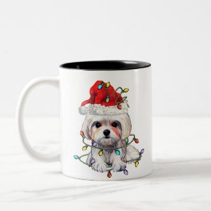 Malteserhund Weihnachten, Xmas Malteserhund Zweifarbige Tasse