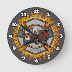 Malteserkreuz-Feuerwehr-Feuerwehrmann-Uhr Runde Wanduhr