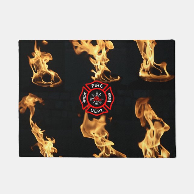 Malteserkreuz-Feuerwehrmann-Flammen Fußmatte (Vorderseite)