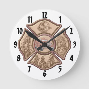 Malteserkreuz-Feuerwehrmann-Uhr Runde Wanduhr