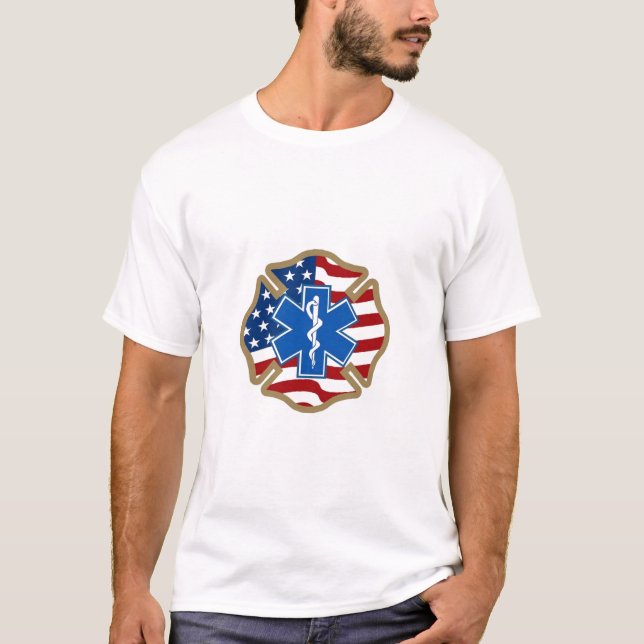Malteserkreuz mit Stern des Lebens T-Shirt (Vorderseite)