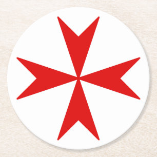 Malteserkreuz (rot) runder pappuntersetzer
