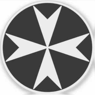 Malteserkreuz v2 (weiß auf schwarz) aufkleber