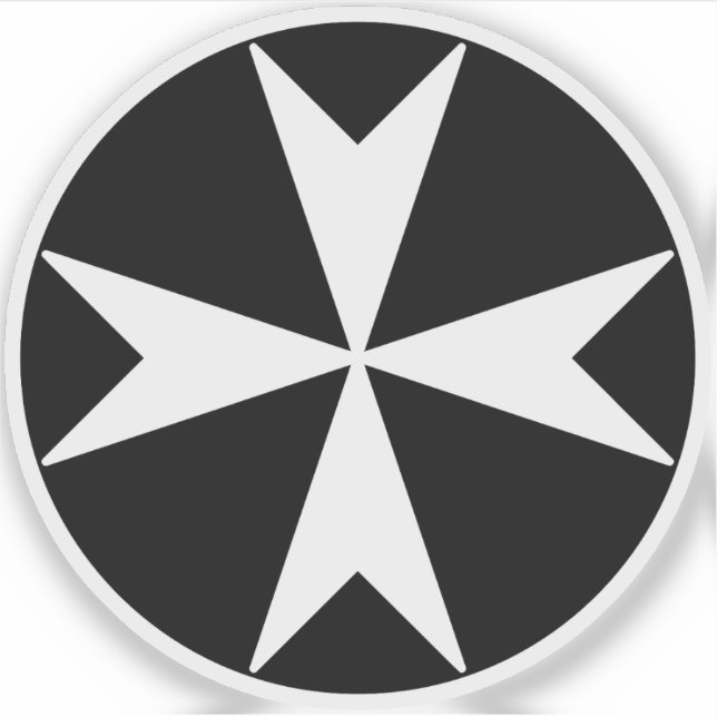 Malteserkreuz v2 (weiß auf schwarz) aufkleber (Vorderseite)