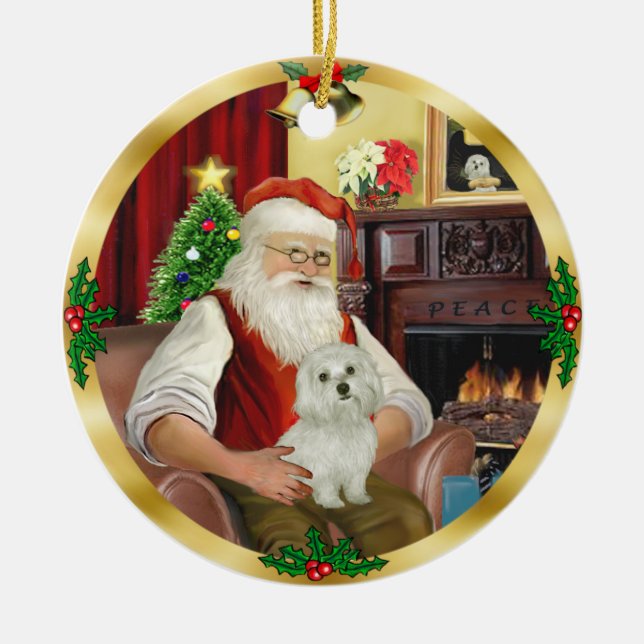 Maltesisch des Weihnachtsmanns (#11) Keramikornament (Vorne)