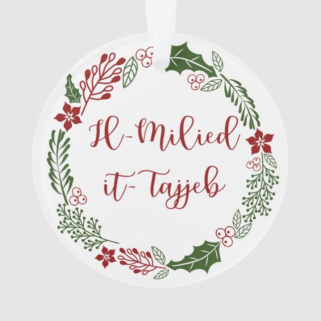 Maltesisch Frohe Weihnachtsfrau Il-Milied it-tajje Ornament (Rückseite)
