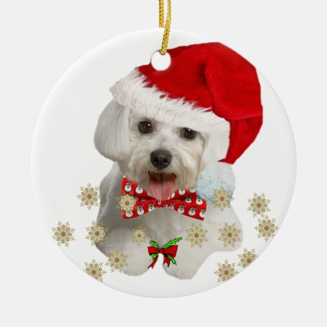 Maltesisch Frohe Weihnachtspenden Keramikornament (Vorne)
