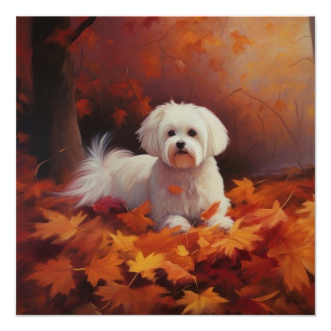 Maltesisch im Herbst Leaves Fall Inspiriert Poster (Vorderseite)