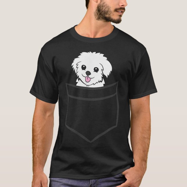 Maltesisch in der Tasche Niedlich maltesische Hund T-Shirt (Vorderseite)