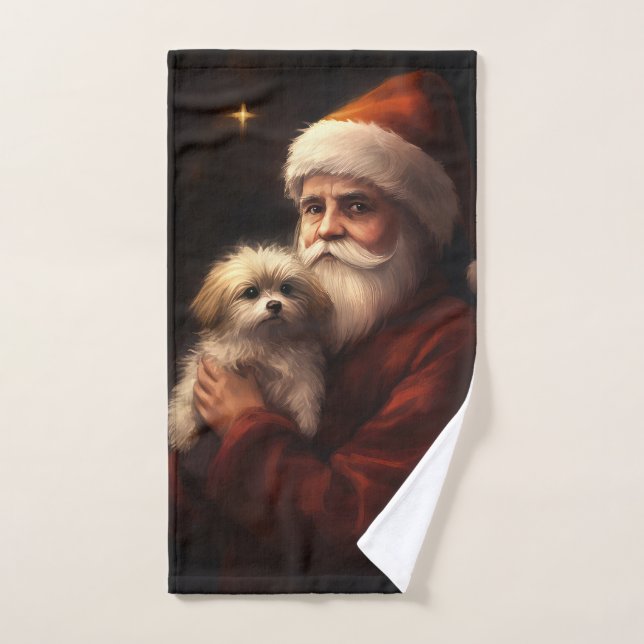 Maltesisch mit Weihnachtsmann Weihnachten Badhandtuch Set (Handtuch)