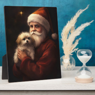 Maltesisch mit Weihnachtsmann Weihnachten Fotoplatte