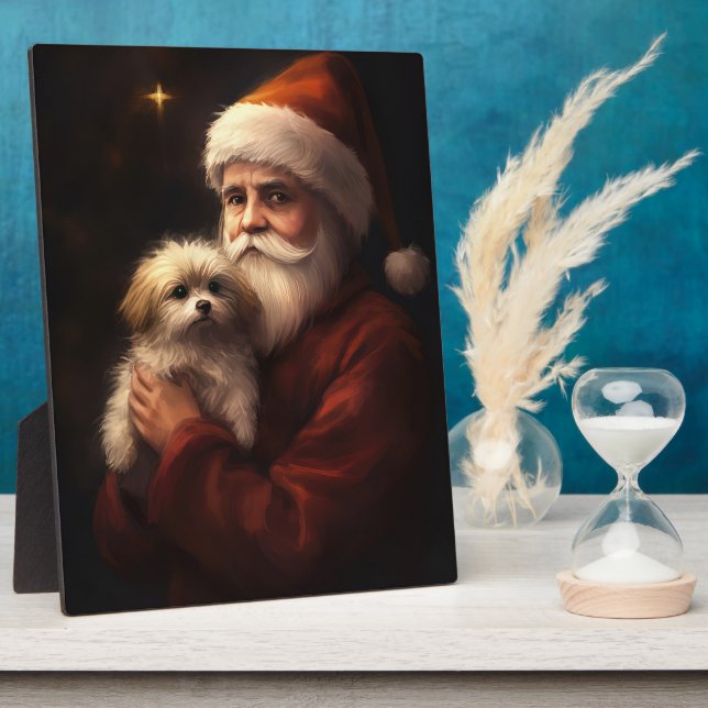 Maltesisch mit Weihnachtsmann Weihnachten Fotoplatte (Seite)