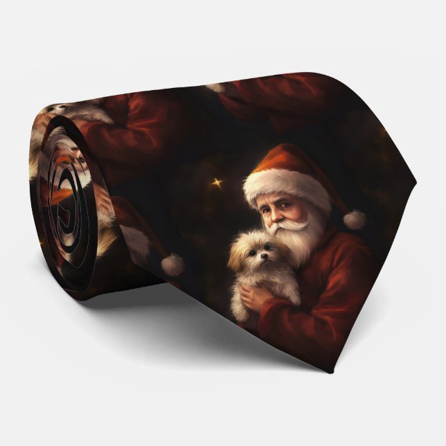 Maltesisch mit Weihnachtsmann Weihnachten Krawatte (Gerollt)