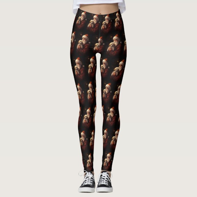 Maltesisch mit Weihnachtsmann Weihnachten Leggings (Vorderseite)