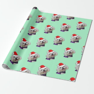 Maltesisch mit Weihnachtsmannmütze Geschenkpapier