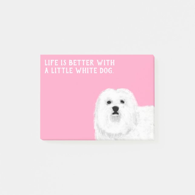 Maltesisch oder Coton de Tulear Little White Hund Post-it Klebezettel (Vorderseite)
