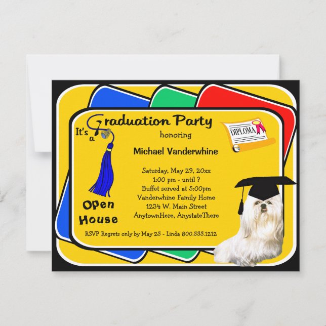 Maltesische blaue Abschluss-Party Einladung (Vorderseite)