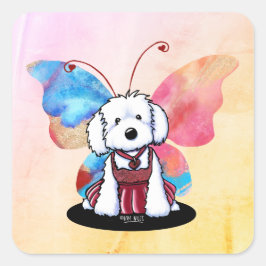 Maltesische Butterfly KiniArt Quadratischer Aufkleber