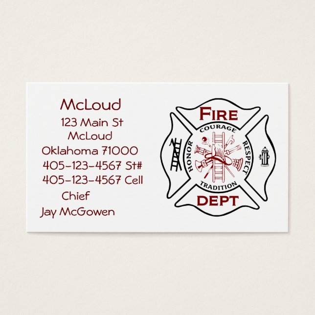 Maltesische Cross-Business Cards Feuerwehr (Vorderseite)