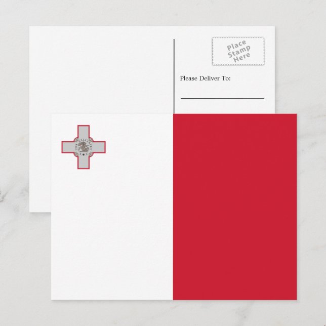 maltesische Flagge, Flagge Maltas Postkarte (Vorne/Hinten)