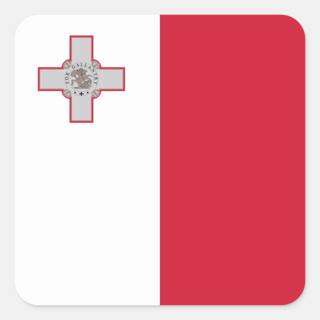 maltesische Flagge Quadratischer Aufkleber (Vorderseite)