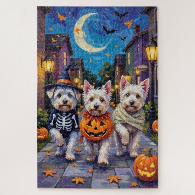 Maltesische Hunde Trick-or-Treating Halloween-Kost (Vertikal)