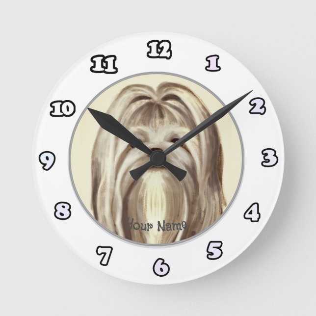 maltesische Hundeuhr Runde Wanduhr (Vorderseite)