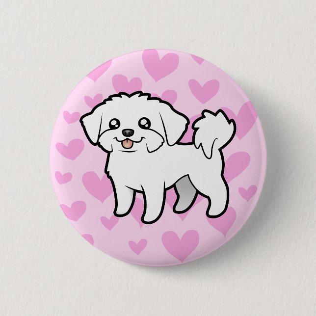 Maltesische Liebe (Welpenschnitt) Button (Vorderseite)