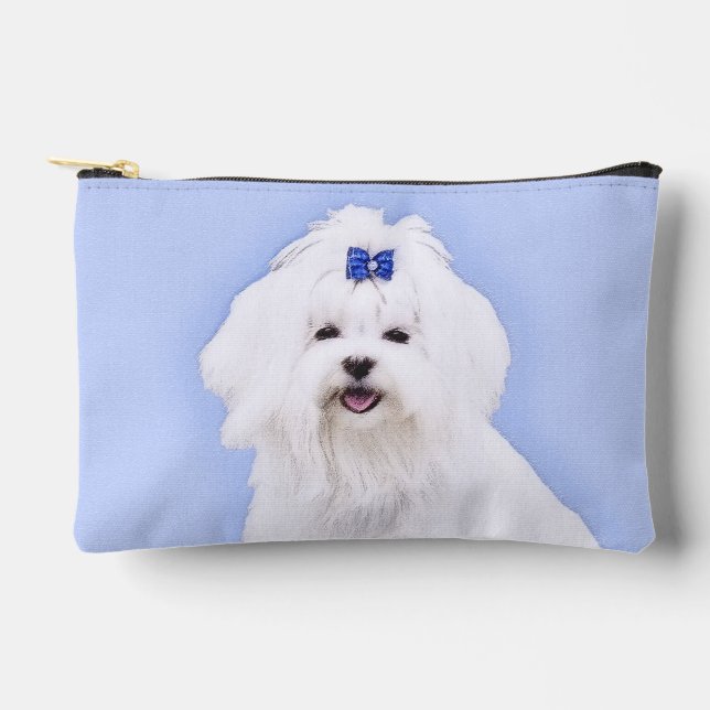 Maltesische Malerei Blue Bow Niedlich Original Hun Zubehörtasche (Vorderseite)